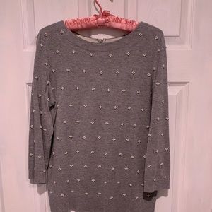 Gray Talbots sweater embellished with pearls